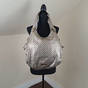 Elliott Lucca Hobo Bag Metallic Gold & Silver Braided Leather Purse